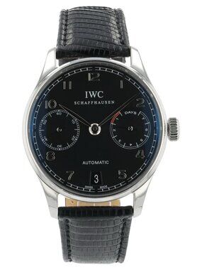 IWC Portuguese Stainless Steel Black Dial 42mm Automatic Movement Mens